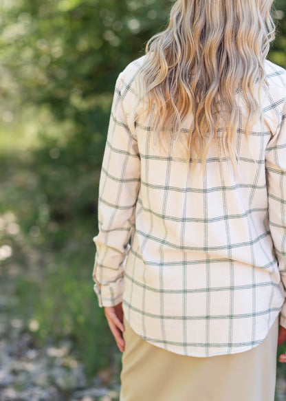 Audre Ivory + Green Plaid Shacket - FINAL SALE FF Tops