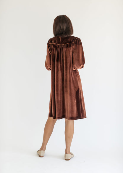 Autumn Quarter Button Velvet Midi Dress FF Dresses