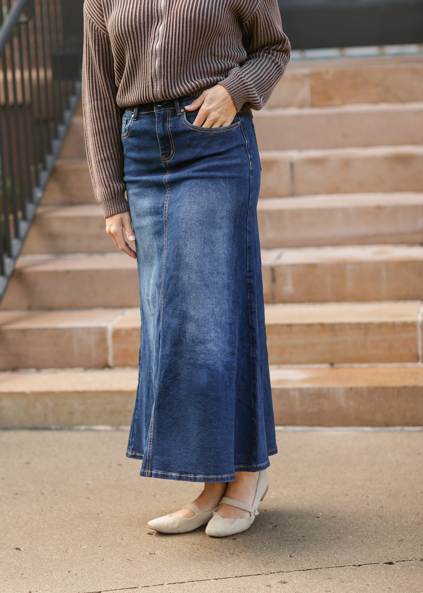 Bethany Dark Denim A-line Skirt IC Skirts