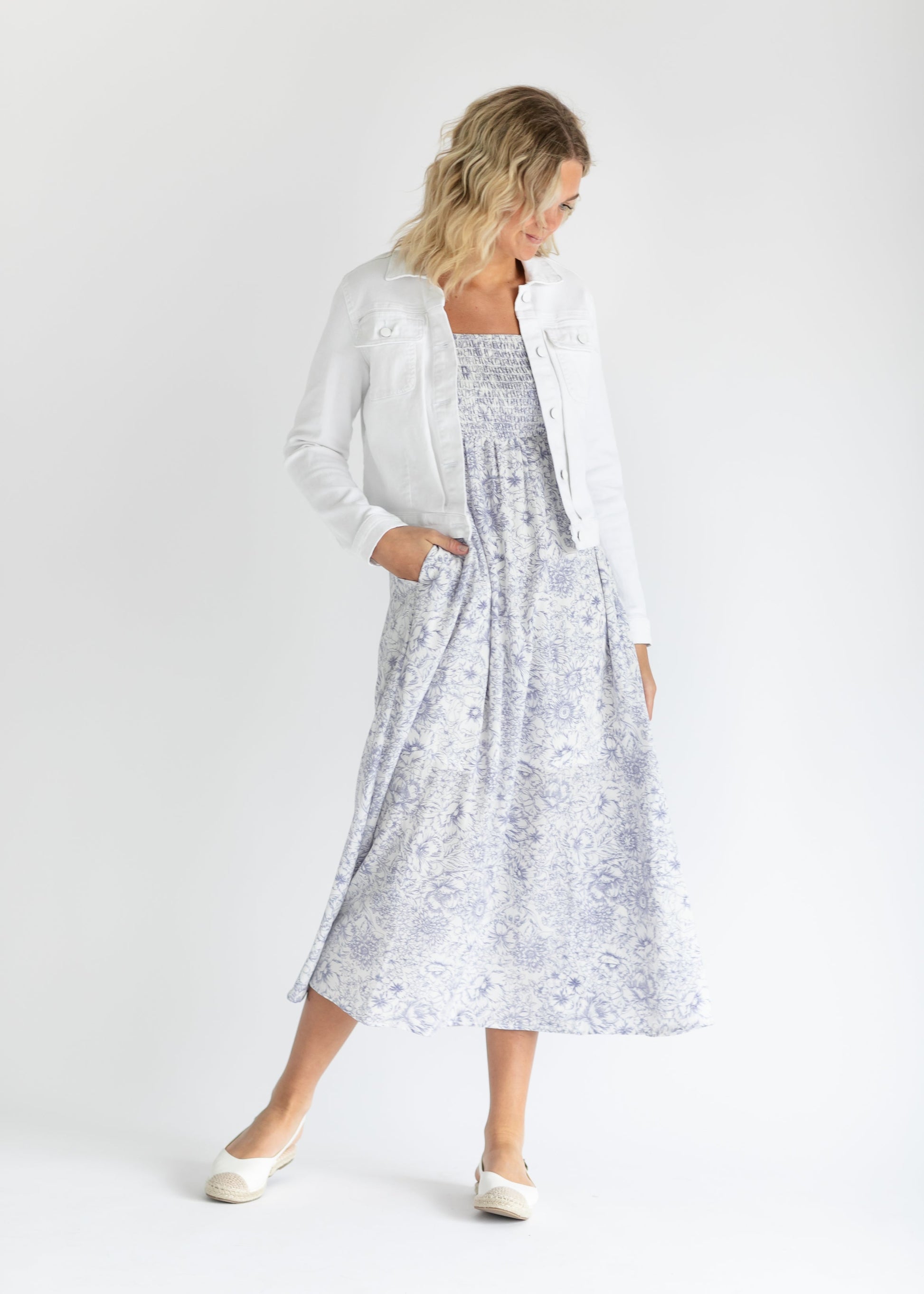 Blue Floral Tie Sleeve Maxi Dress FF Dresses