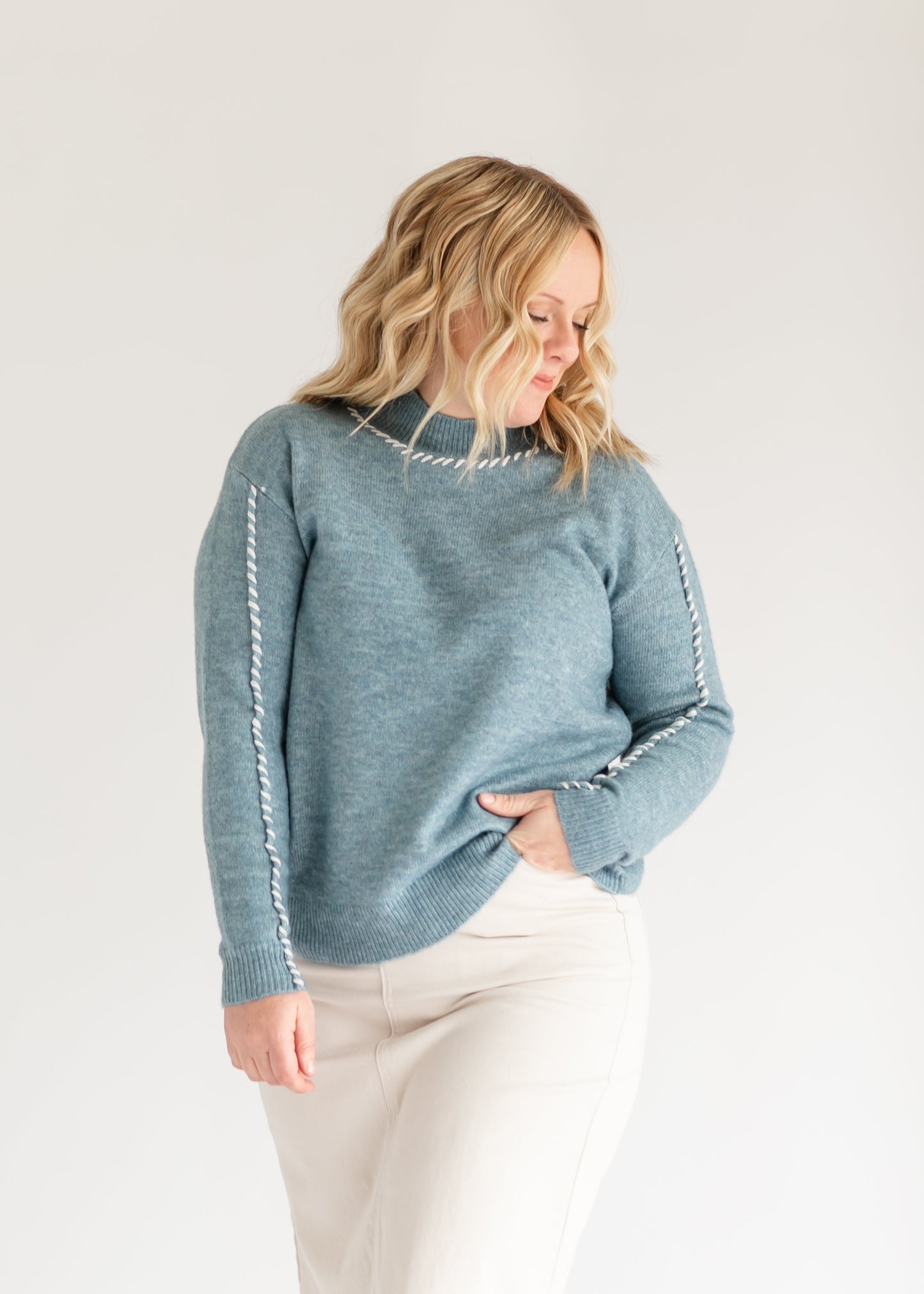 Britt Whip Stich Mockneck Sweater FF Tops