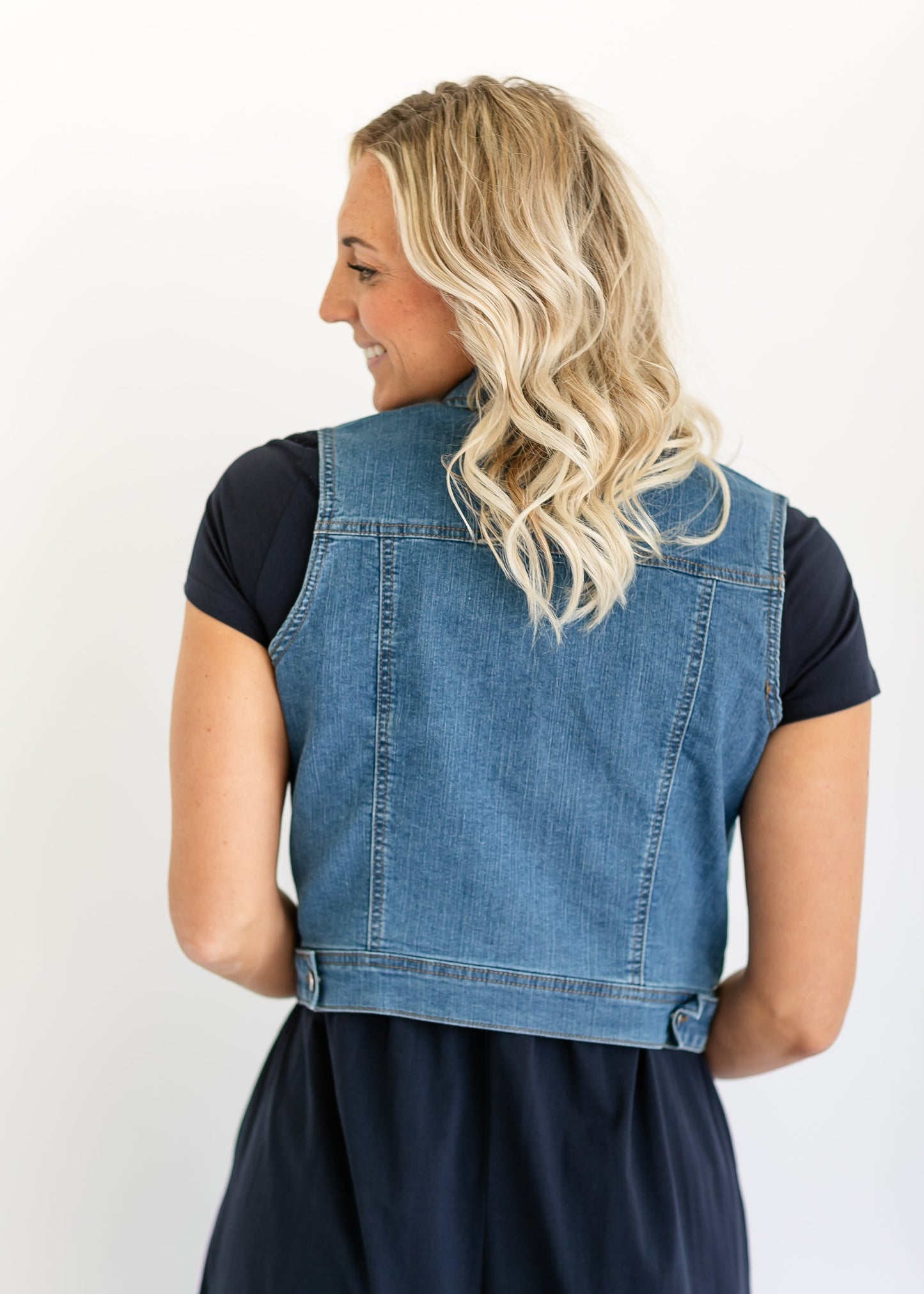 Button Down Denim Vest FF Tops