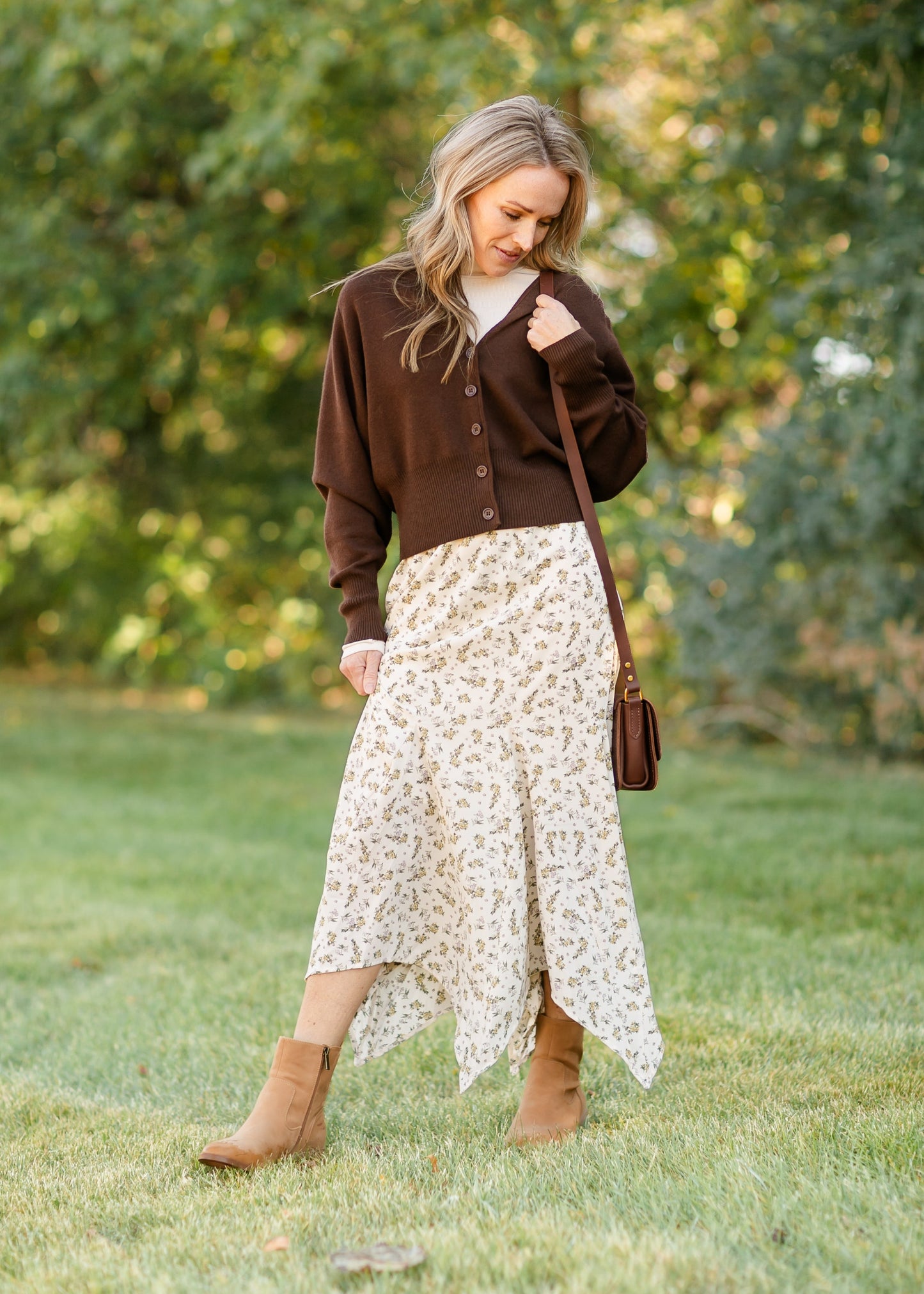 Button Up Brown Cardigan FF Tops