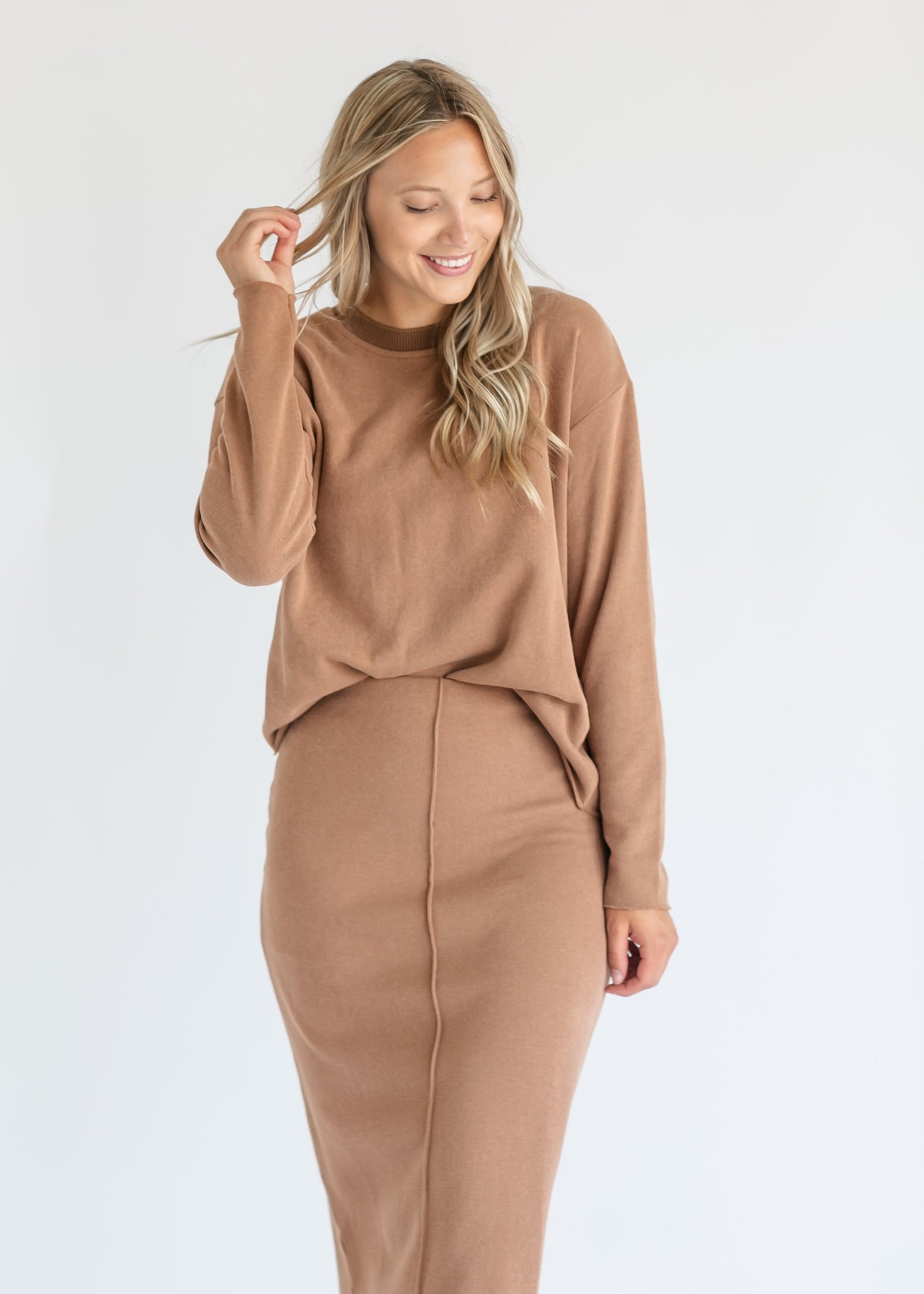 Camel Ribbed Knit Set