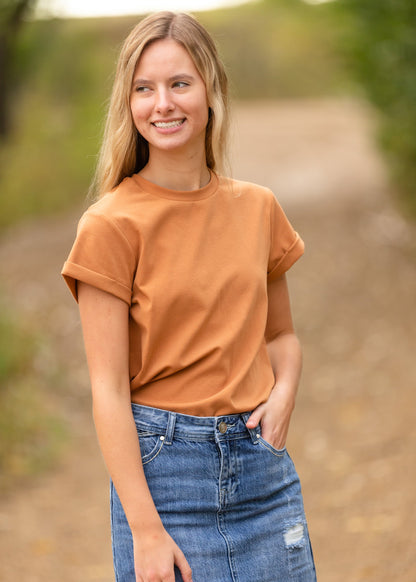 Camel Short Sleeve Essential Basic Tee - FINAL SALE IC Tops