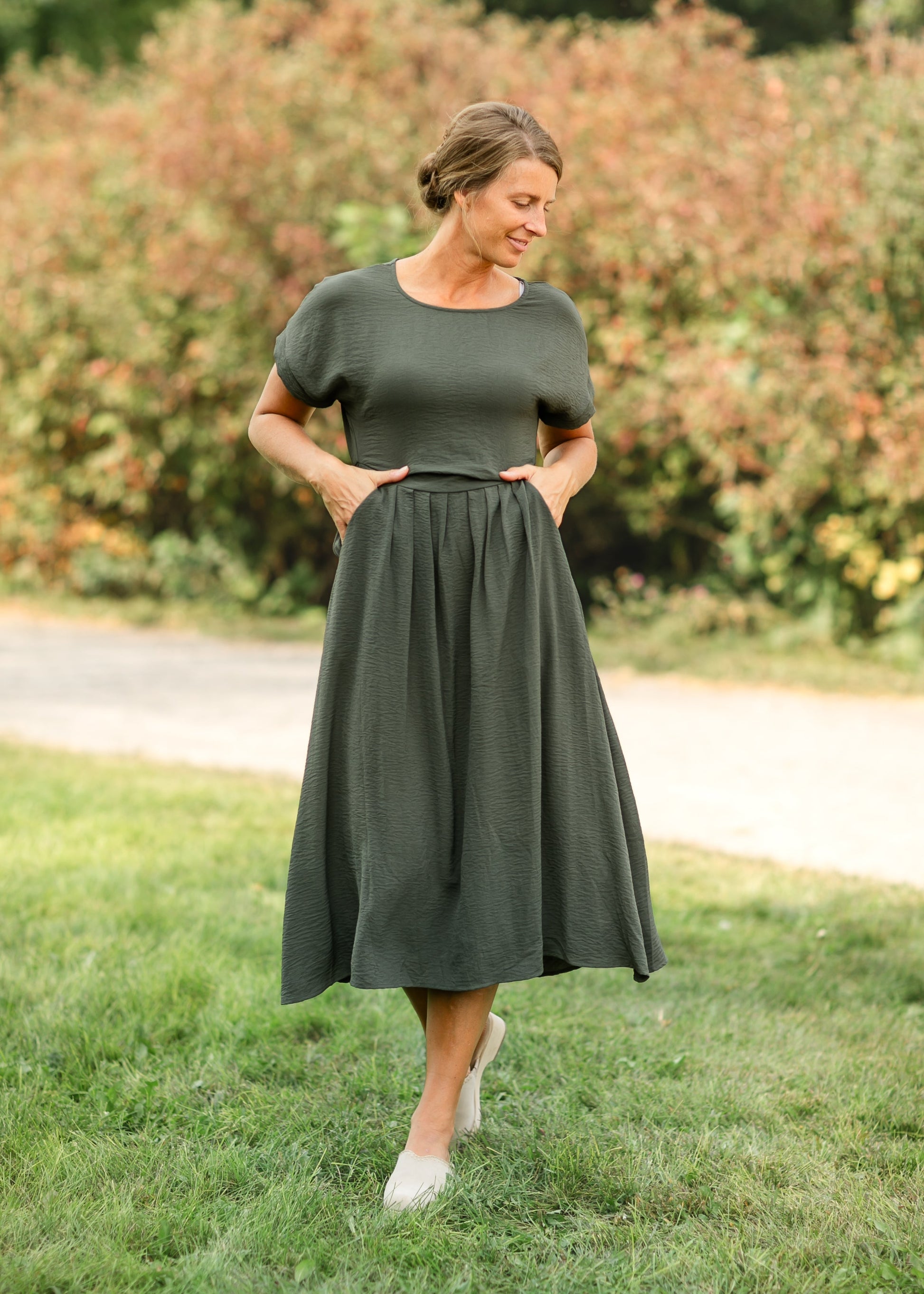 Cassia Dolman Sleeve Midi Dress IC Dresses Olive / XS