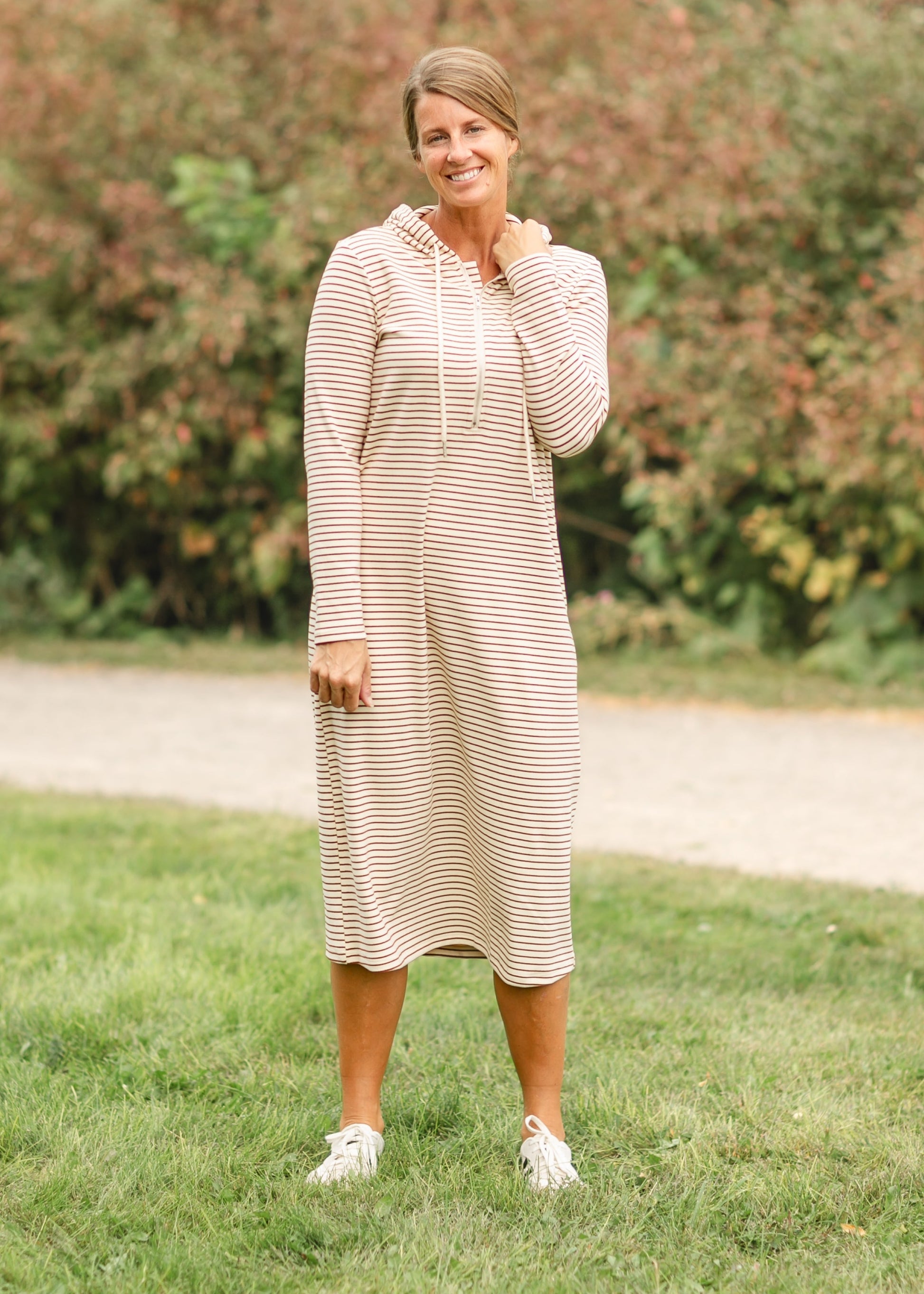 Cayla Quarter Zip Striped Maxi Dress FF Dresses