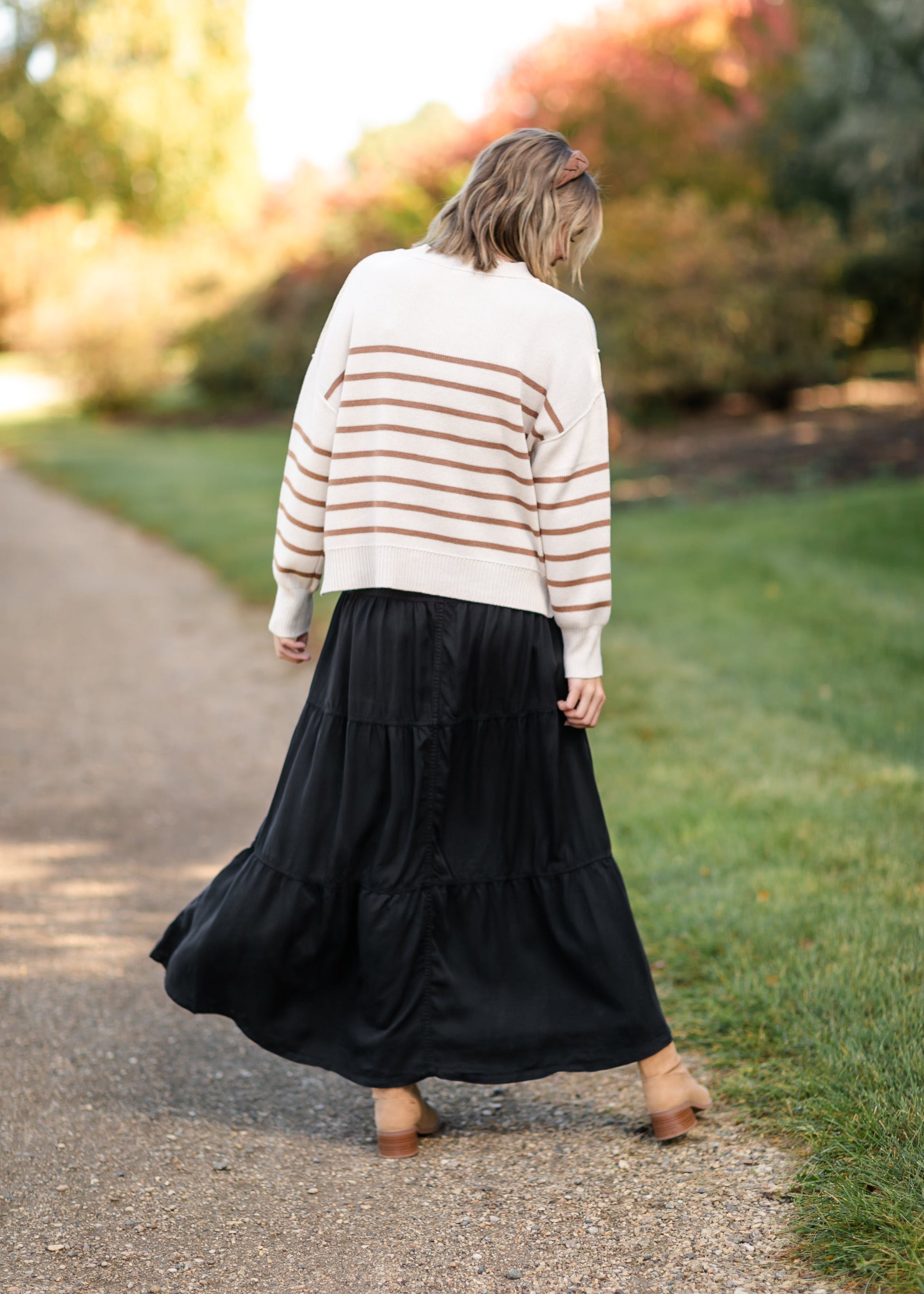 Chambray Tiered Colored Denim Skirt FF Skirts