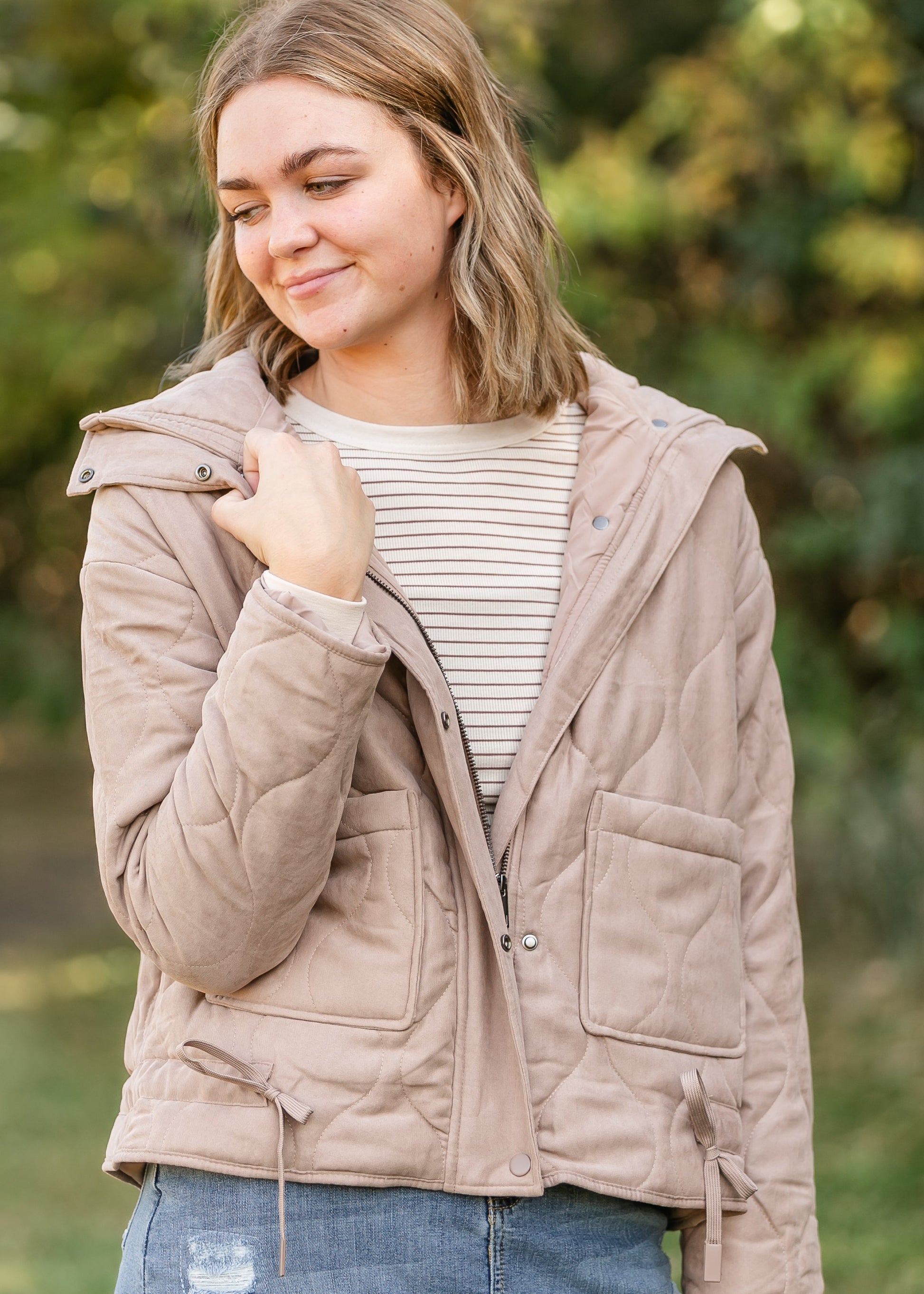 Charlotte Quilted Zip-up Jacket FF Tops