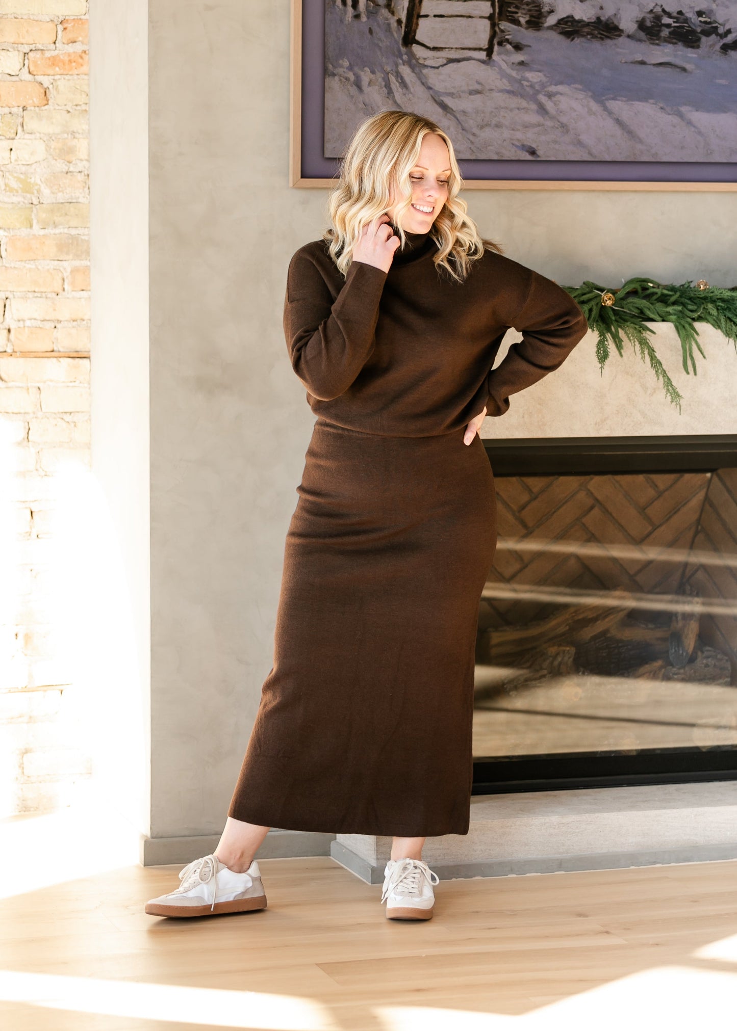 Chocolate Brown Turtleneck Sweater FF Tops