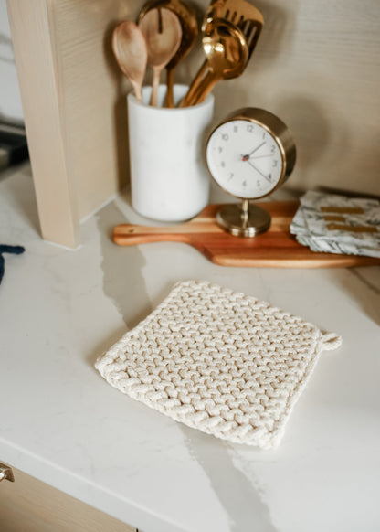 Chunky Knit Potholder FF Home + Lifestyle Natural