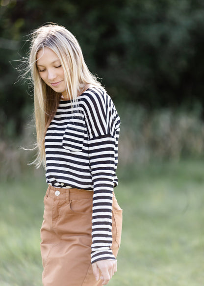 Contrast Stripe Long Sleeve Top - FINAL SALE FF Tops