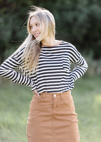 Contrast Stripe Long Sleeve Top - FINAL SALE FF Tops