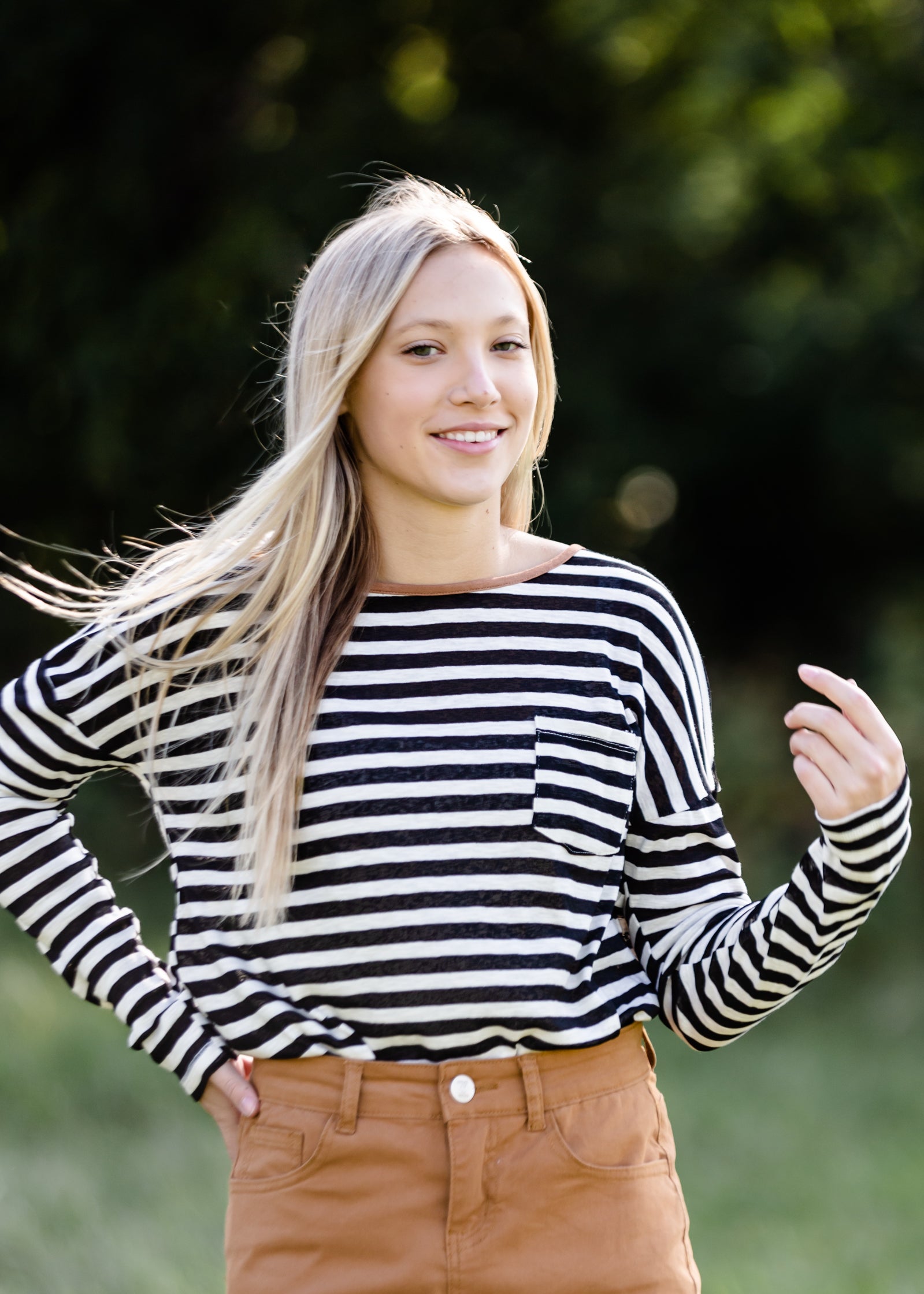 Contrast Stripe Long Sleeve Top - FINAL SALE FF Tops