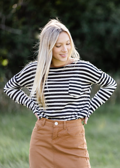 Contrast Stripe Long Sleeve Top - FINAL SALE FF Tops