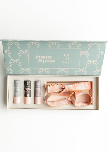 Coquette Lip Balm Trio + Kaxi Hair Bow Gifts