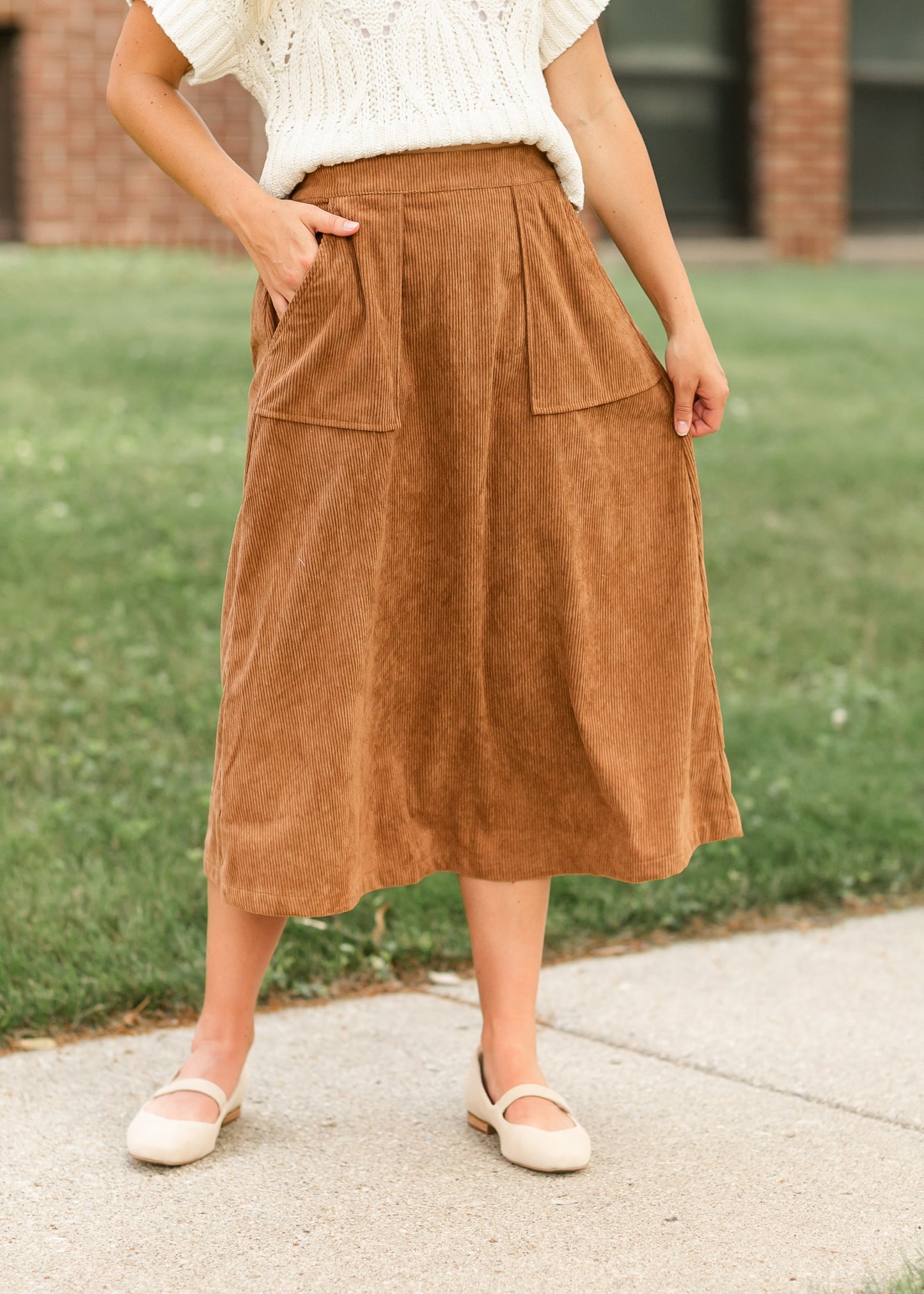 Corduroy A-line Midi Skirt FF Skirts