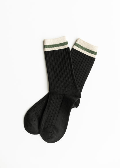 Cozy Retro Color Block Wool Socks Accessories Black