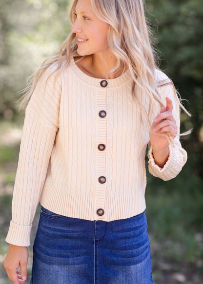 Cream Button Up Crop Cardigan - FINAL SALE FF Tops