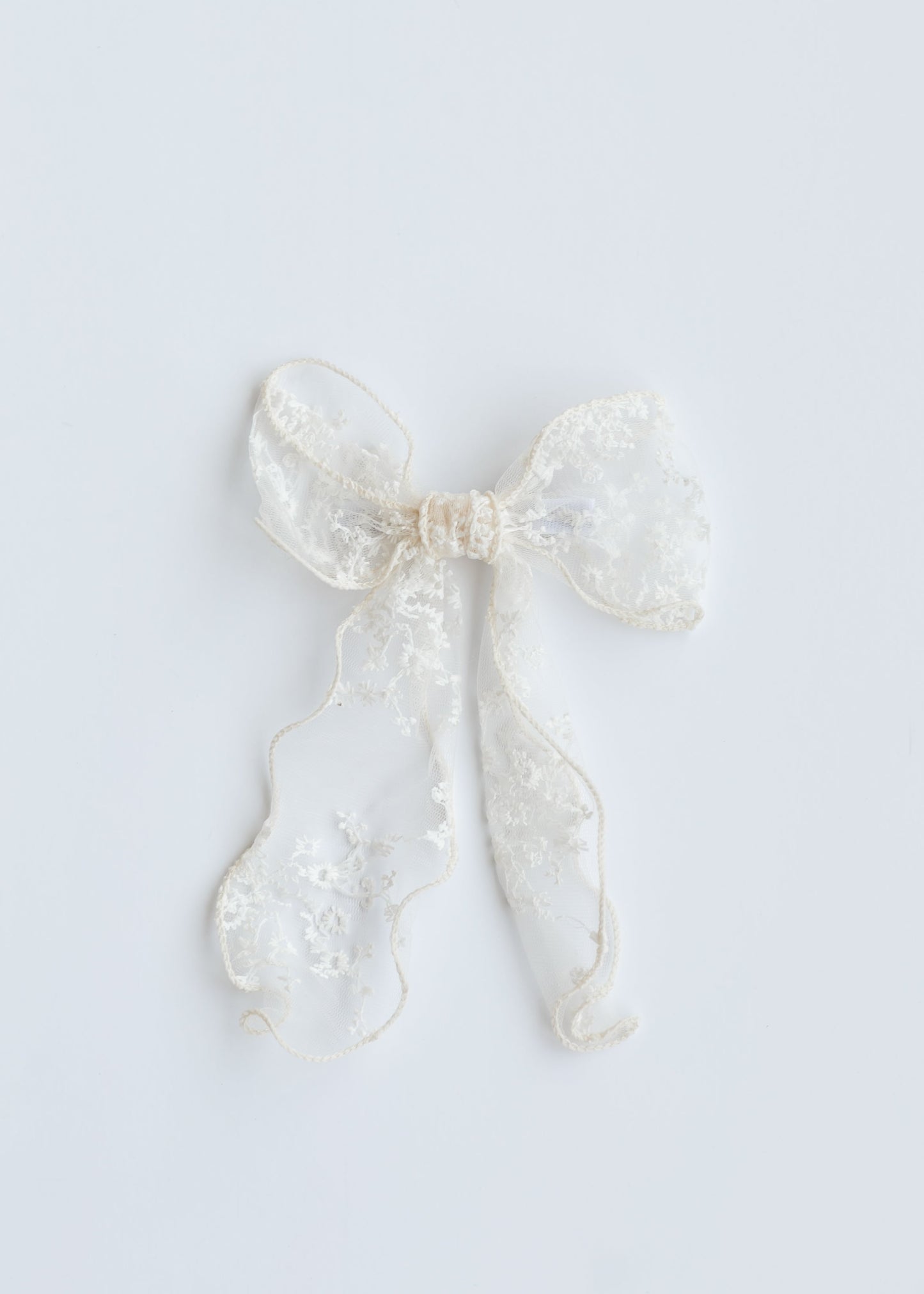 Cream Lace Bow Hair Barrette Accessories