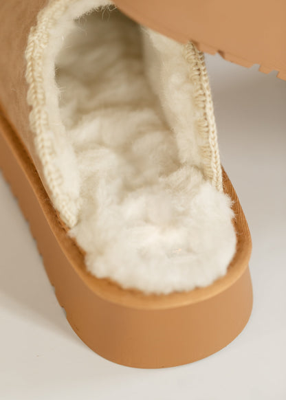 Crochet Edge Slip-on Sherpa Platform Slippers Shoes