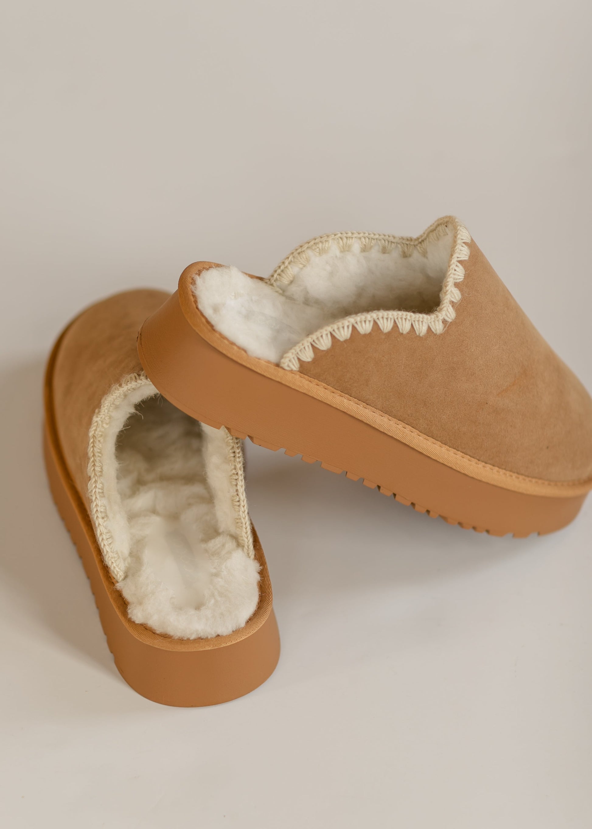 Crochet Edge Slip-on Sherpa Platform Slippers Shoes