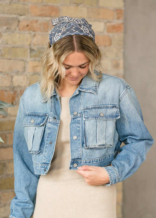 Cropped Cargo Denim Jacket FF Tops