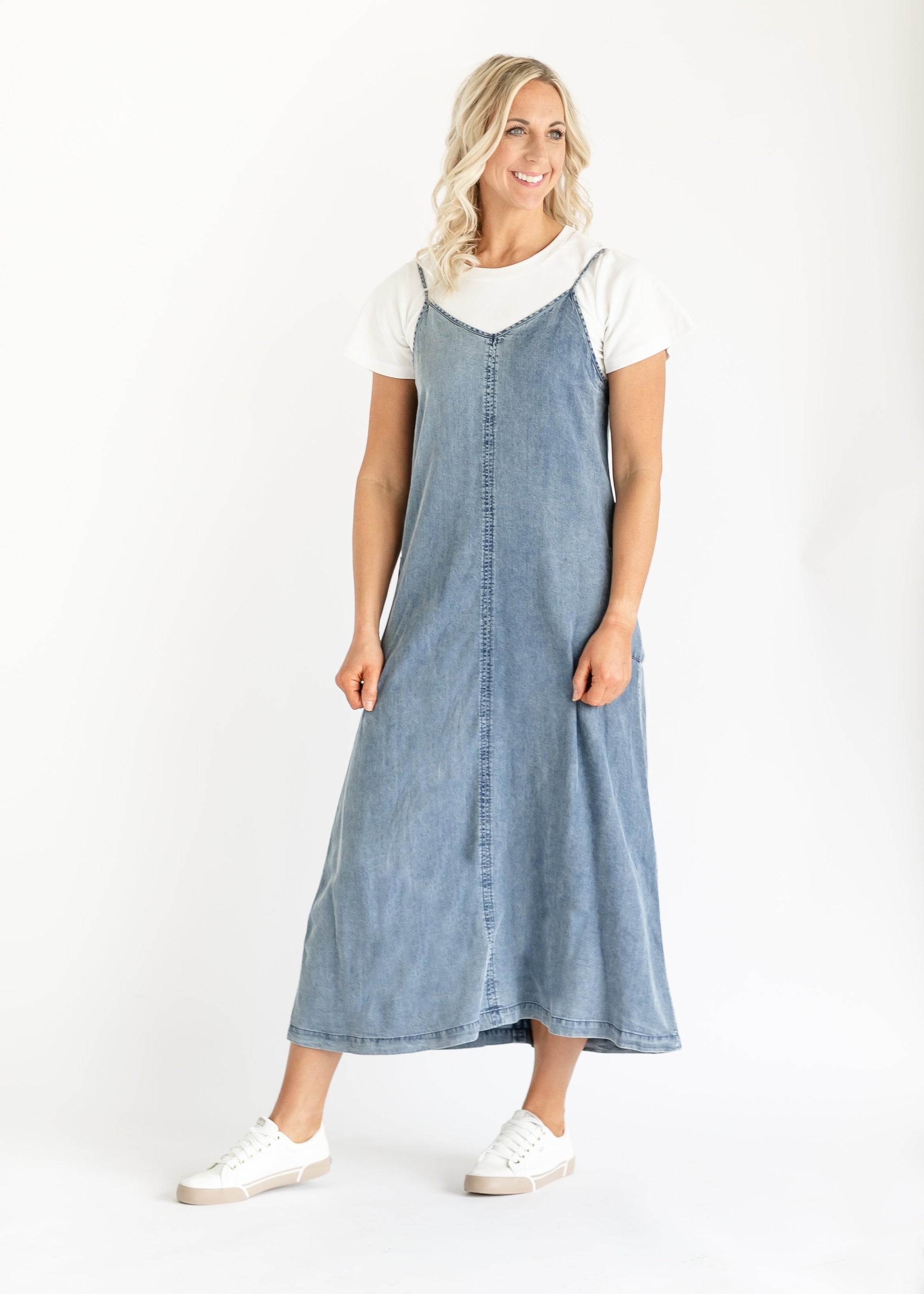 Denim Blue Sleeveless Maxi Dress FF Dresses