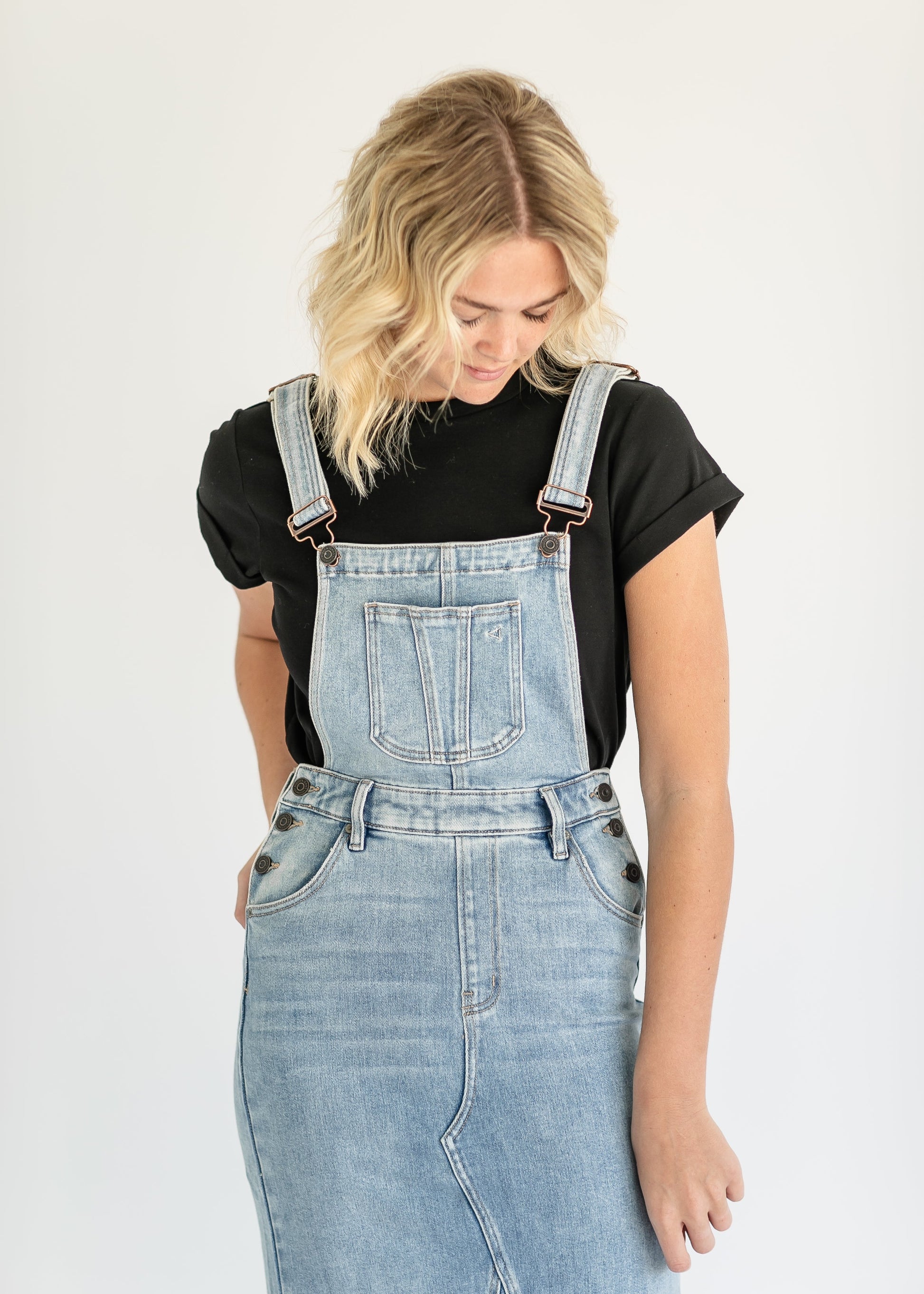 Denim Overall Jumper Midi Dress FF Dresses