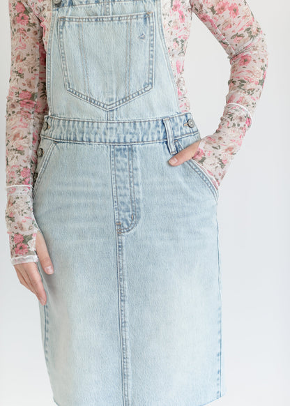 Denim Overall Jumper Raw Hem Midi Dress FF Dresses