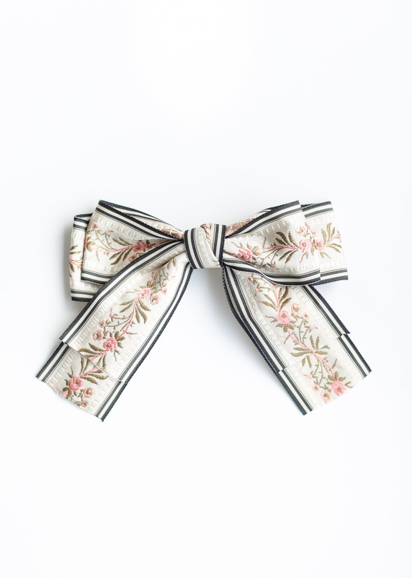 Embroidered Bow Hair Clip Accessories Ivory