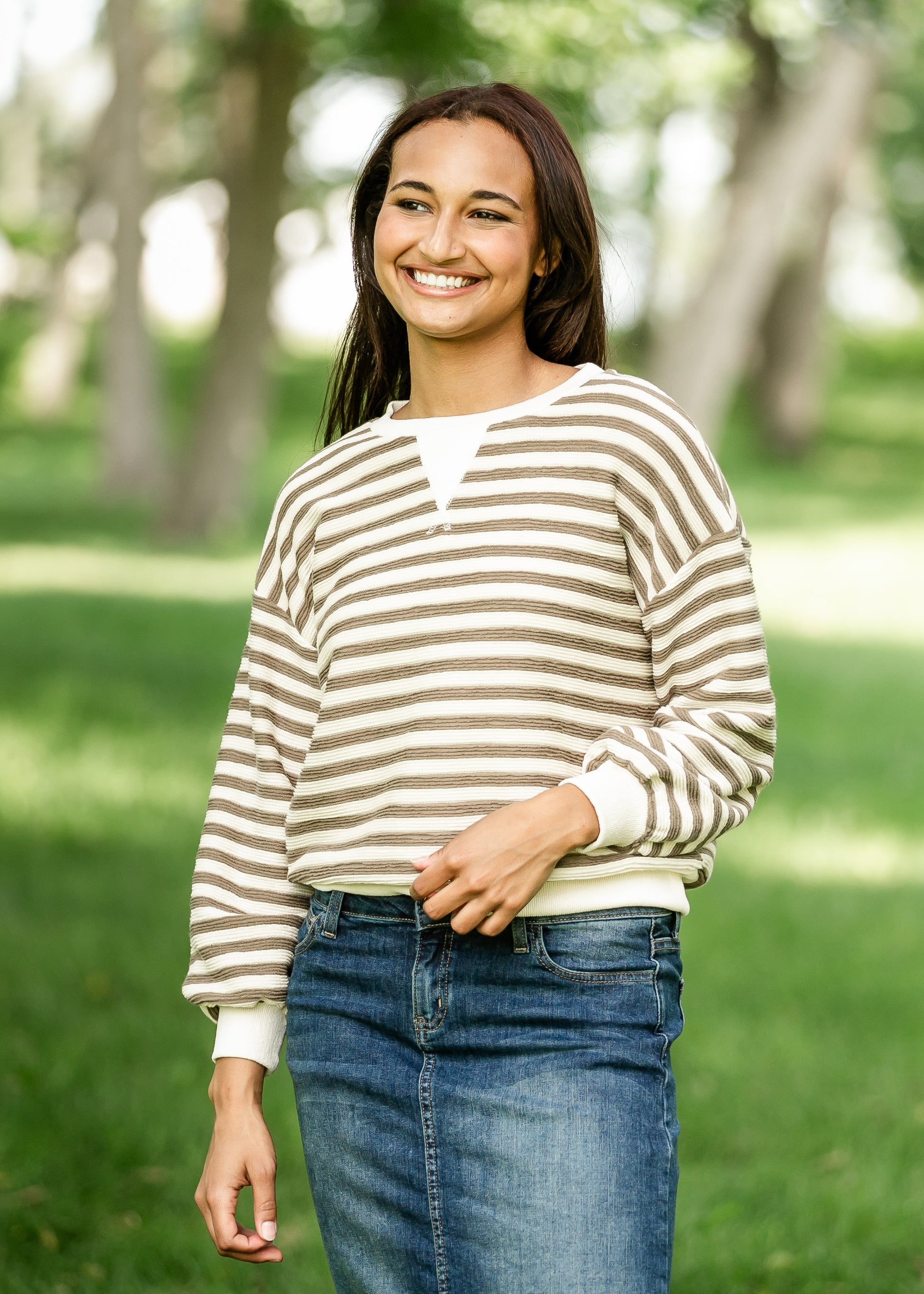 Emily Contrast Ribbed Knit Top IC Tops