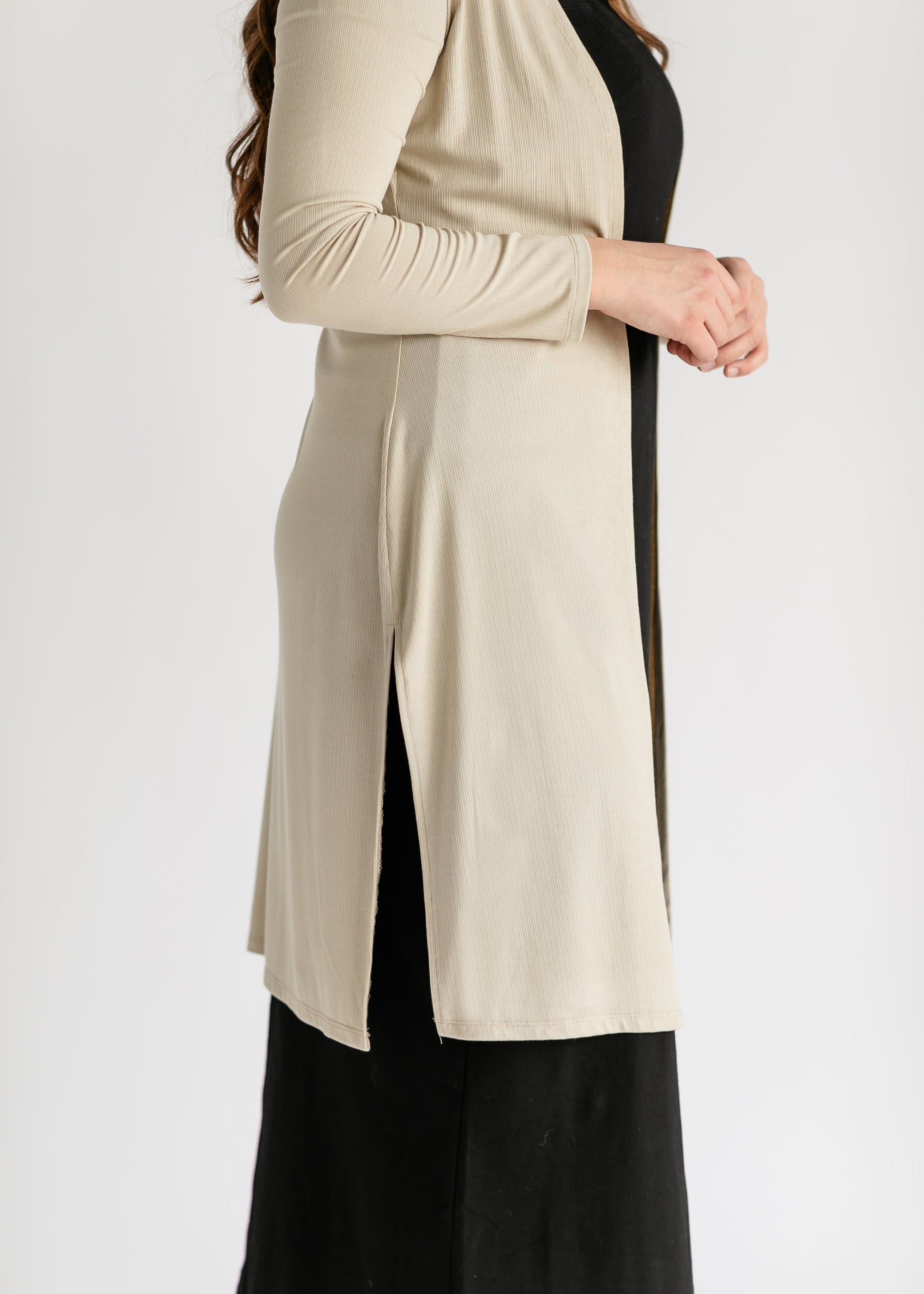 Essential Lightweight Side Slit Cardigan IC Tops