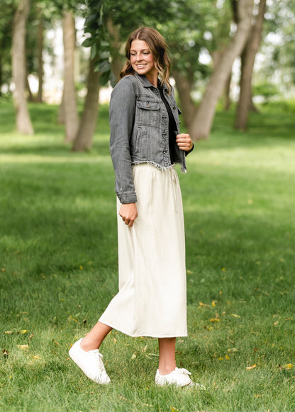 Essential Linen Drawstring Maxi Skirt IC Skirts