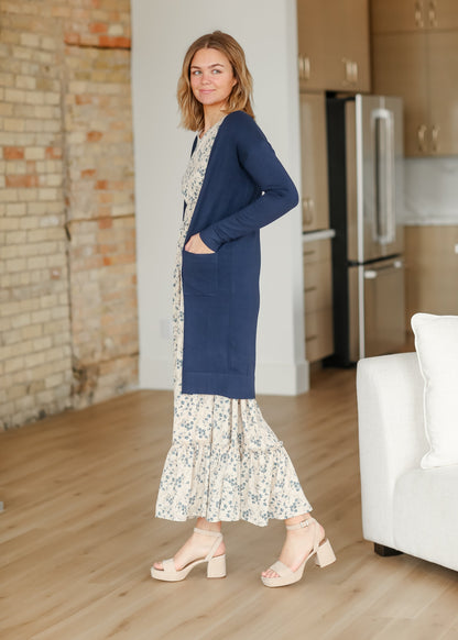 Essential Long + Soft Cardigan IC Tops Navy / XS