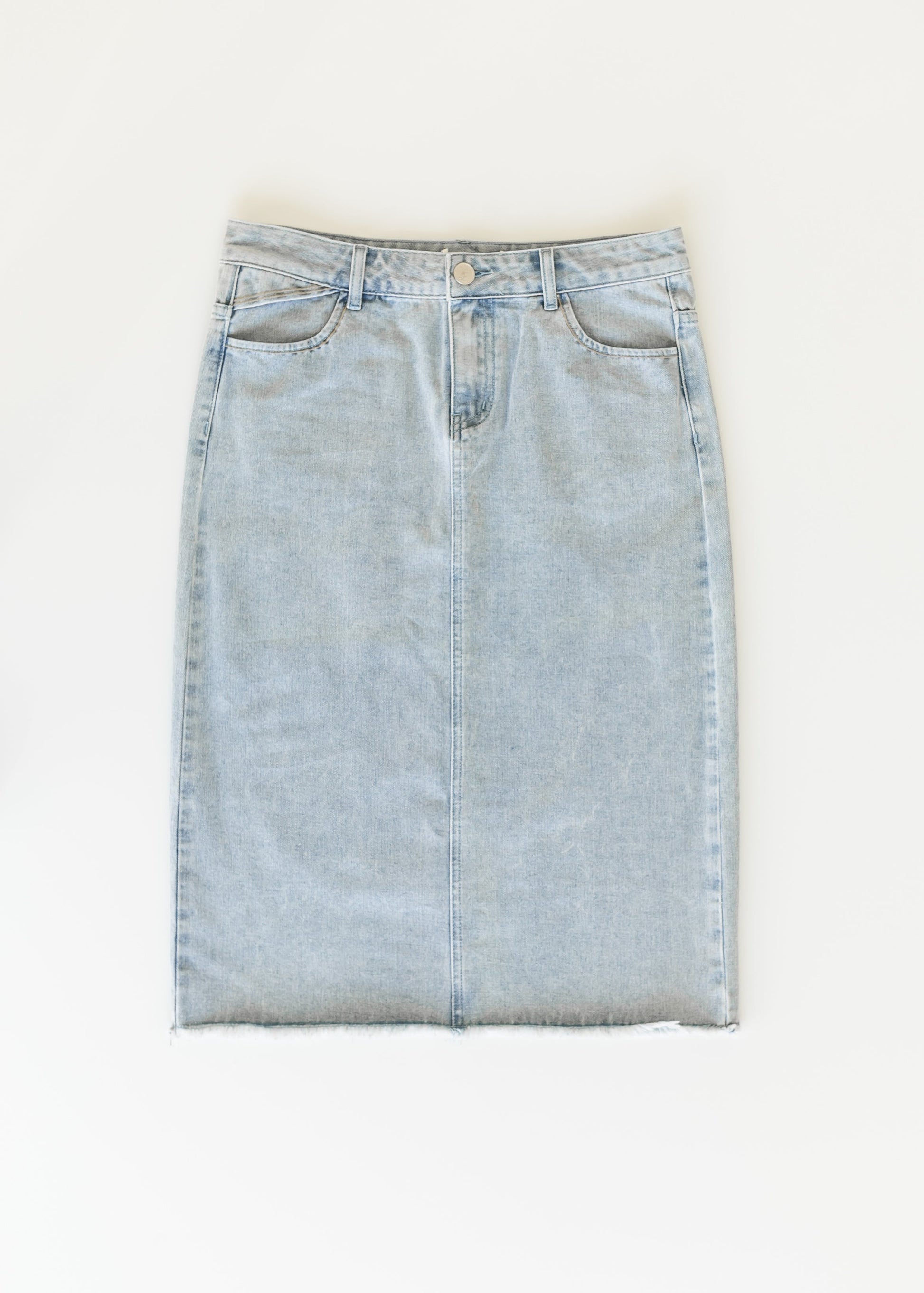 Everly Light Wash Midi Denim Skirt IC Skirts