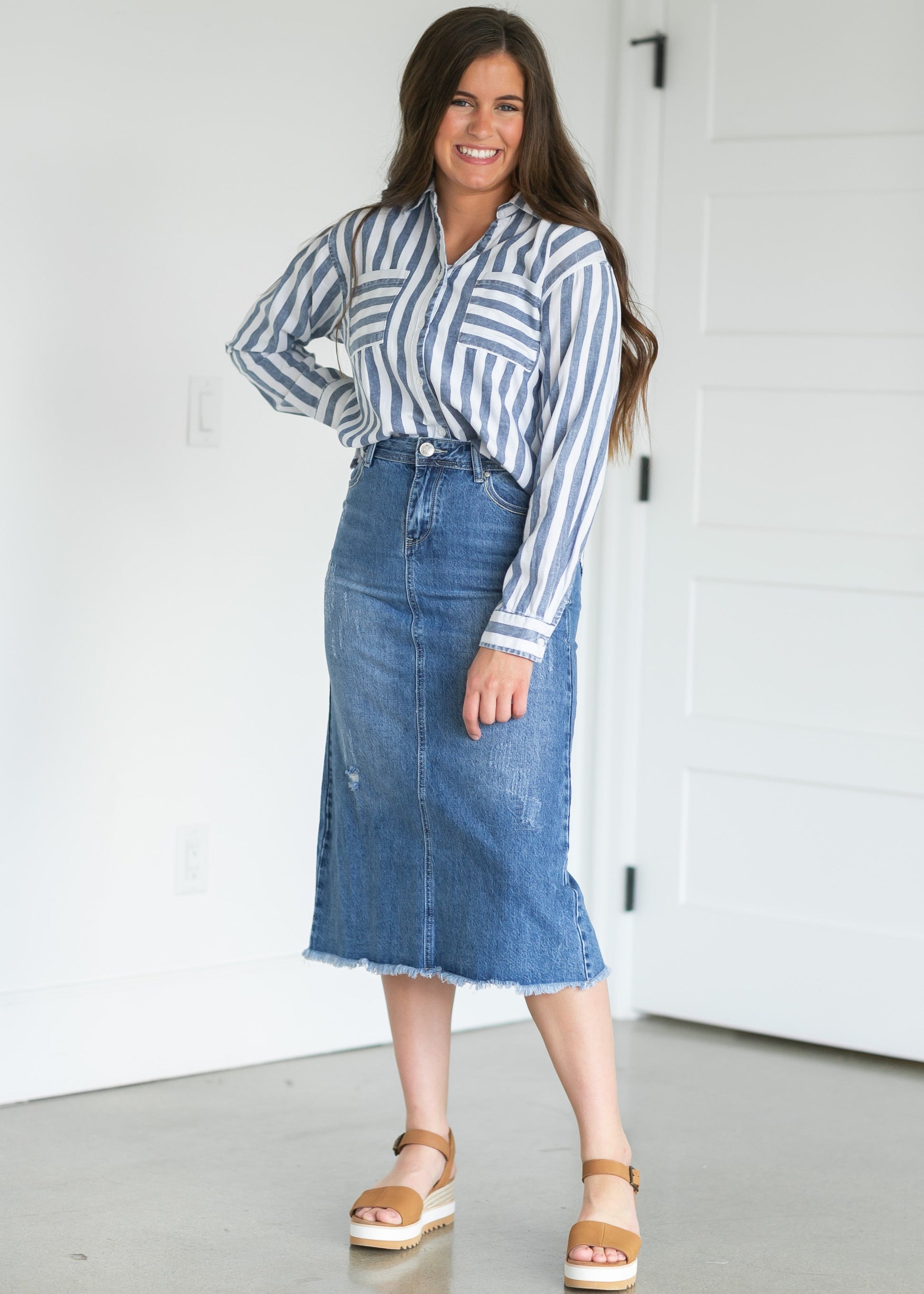 Everly Midi Denim Skirt Skirts