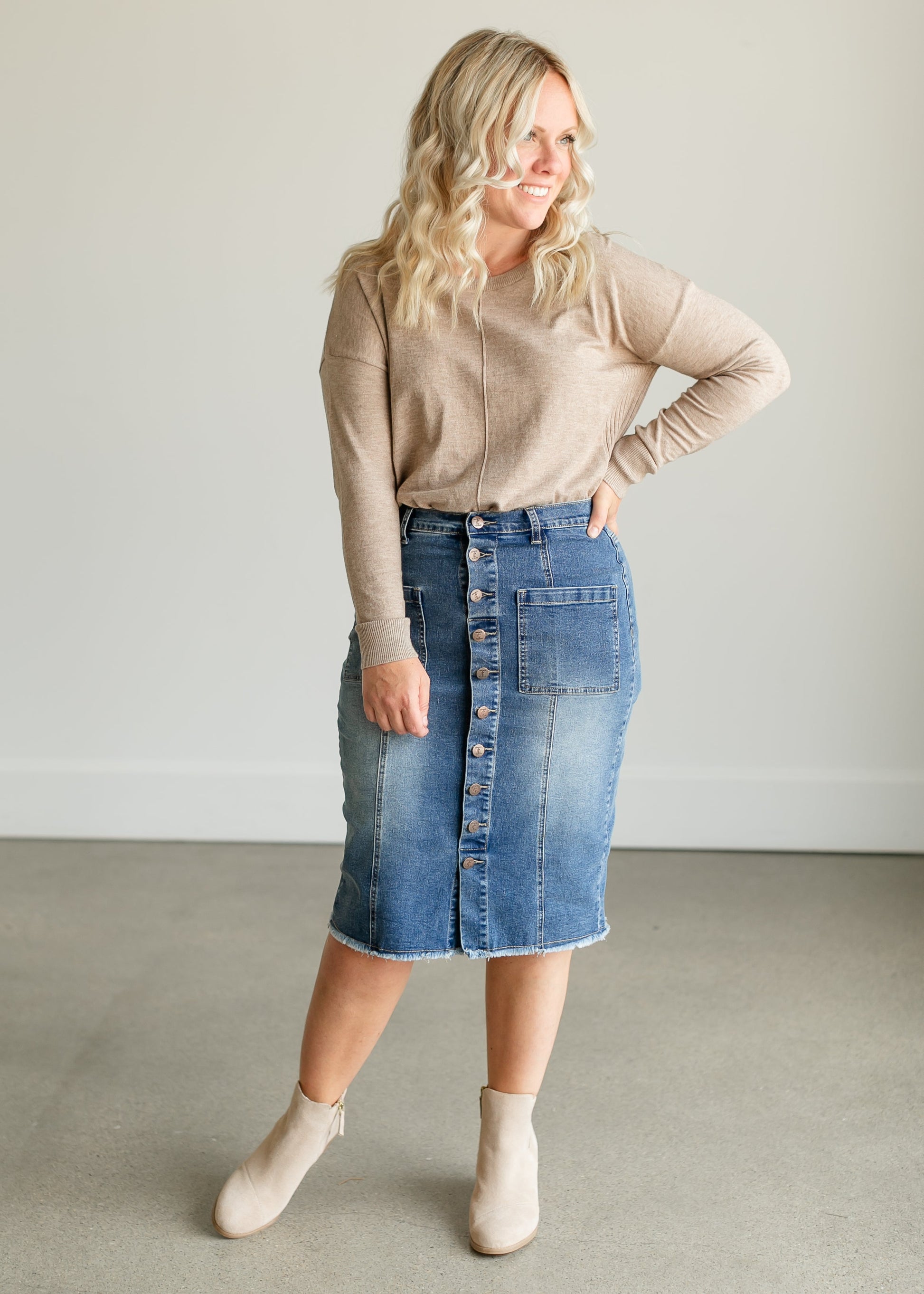 Farrah Denim Midi Skirt IC Skirts