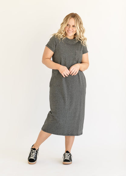 Finley T-shirt Midi Dress IC Dresses Black + Gray Stripe / XS