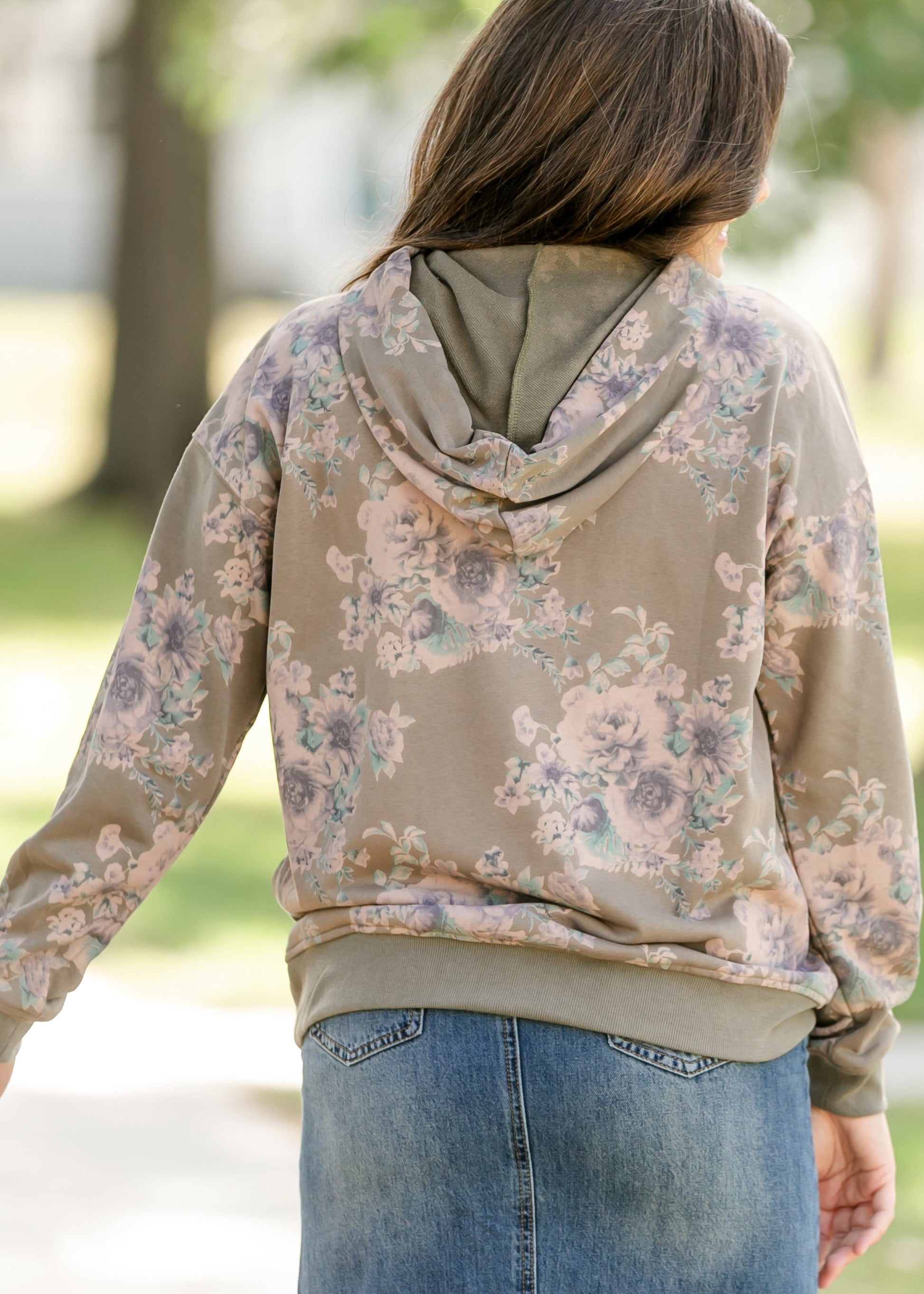 Floral Olive Hoodie Sweatshirt FF Tops