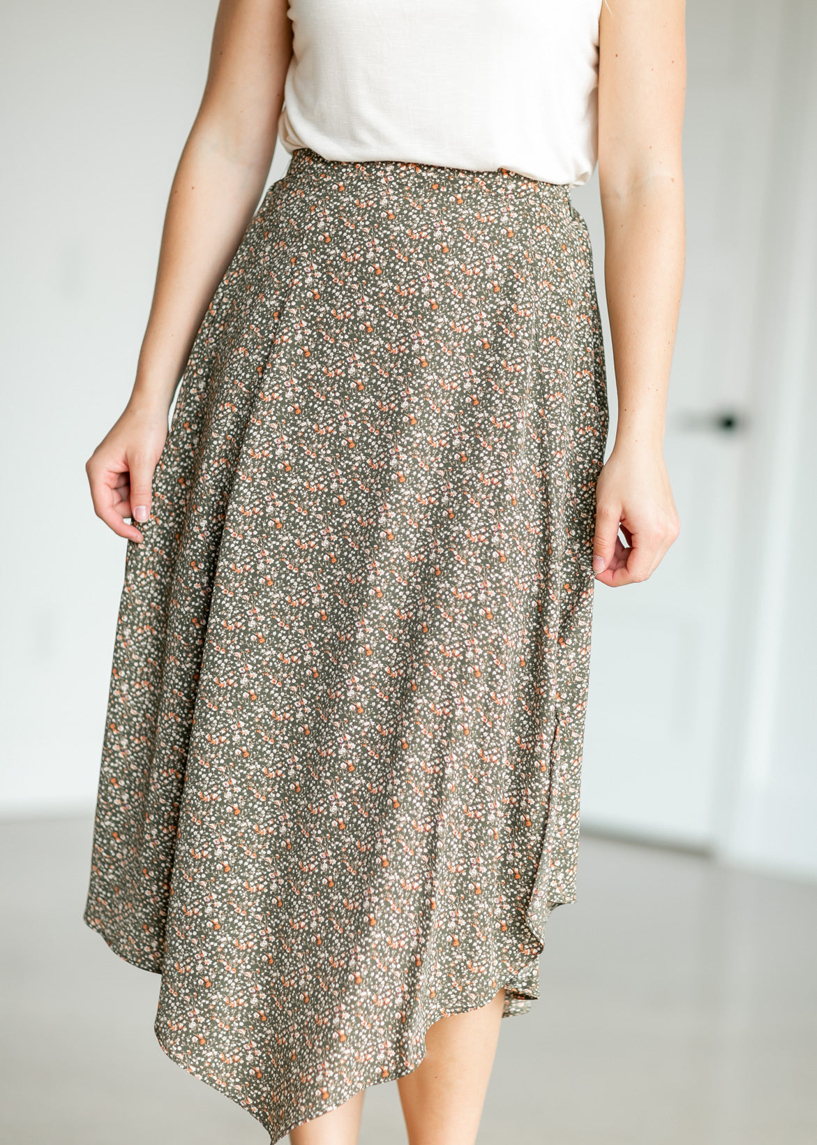 Floral Print Handkerchief Midi Skirt Skirts