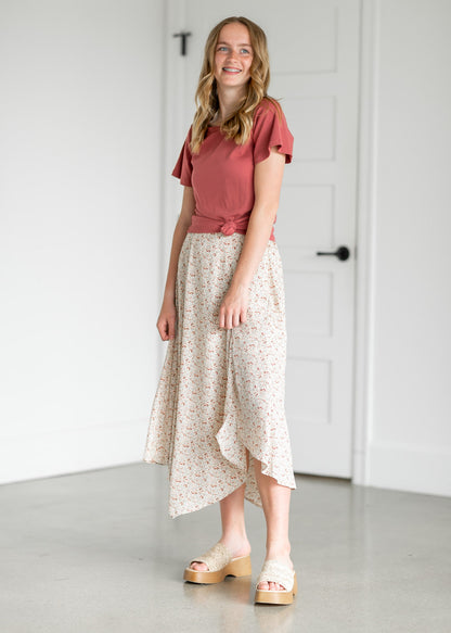 Floral Print Handkerchief Midi Skirt Skirts