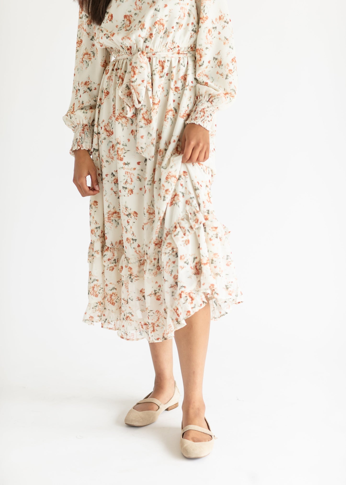 Floral Printed Ruffle Midi Dress FF Dresses