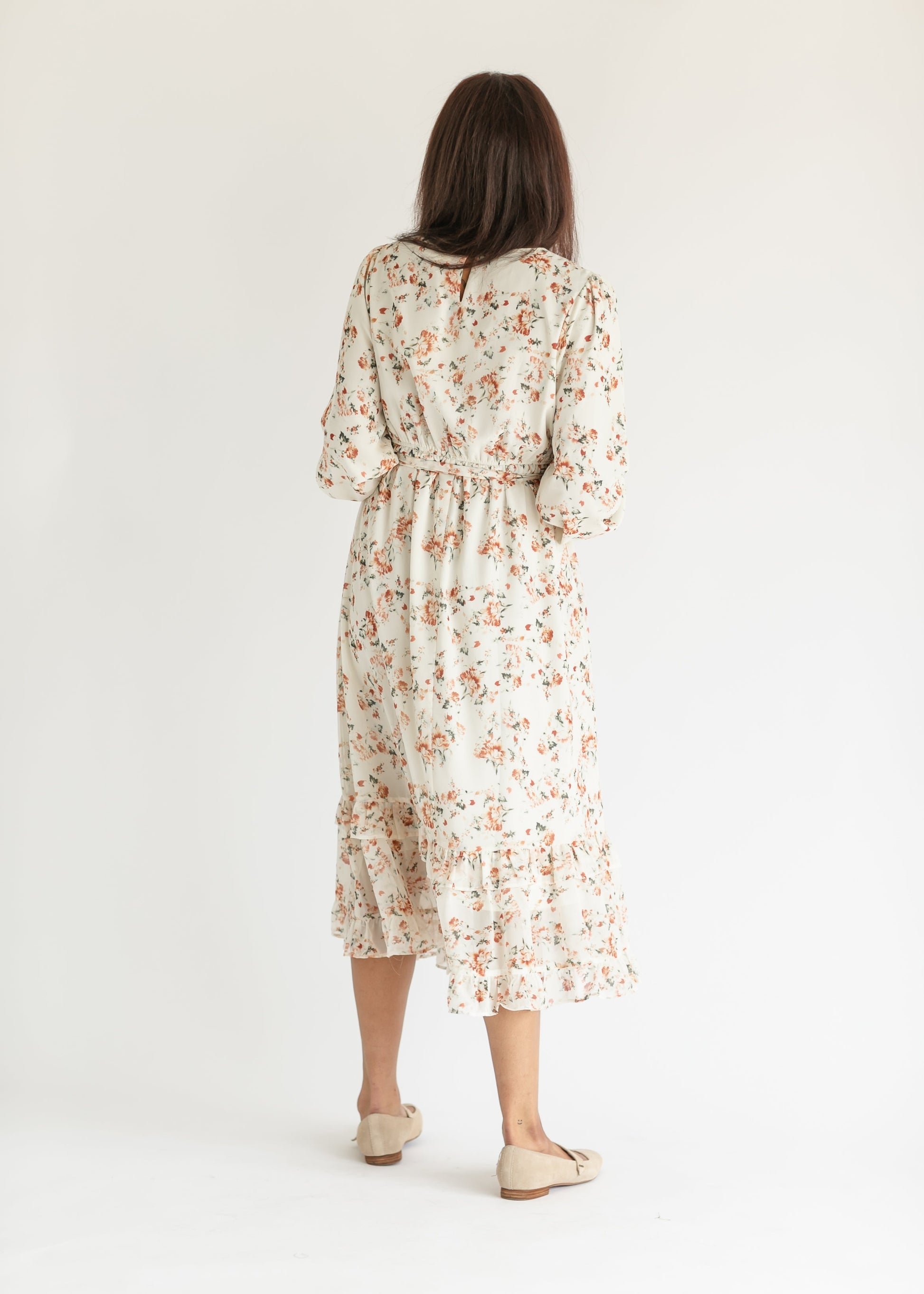 Floral Printed Ruffle Midi Dress FF Dresses