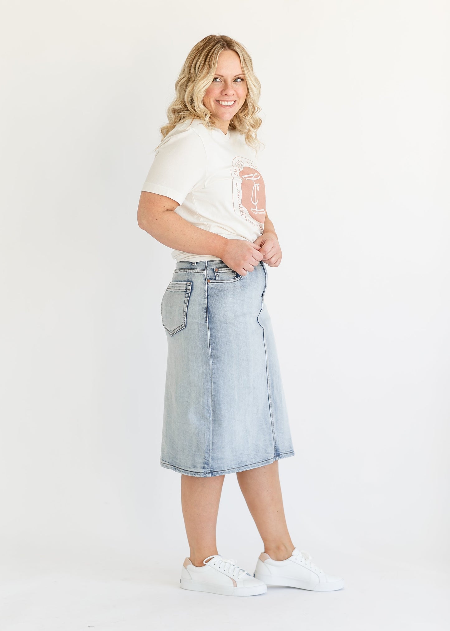 Frankie Five Pocket Denim Midi Skirt FF Skirts