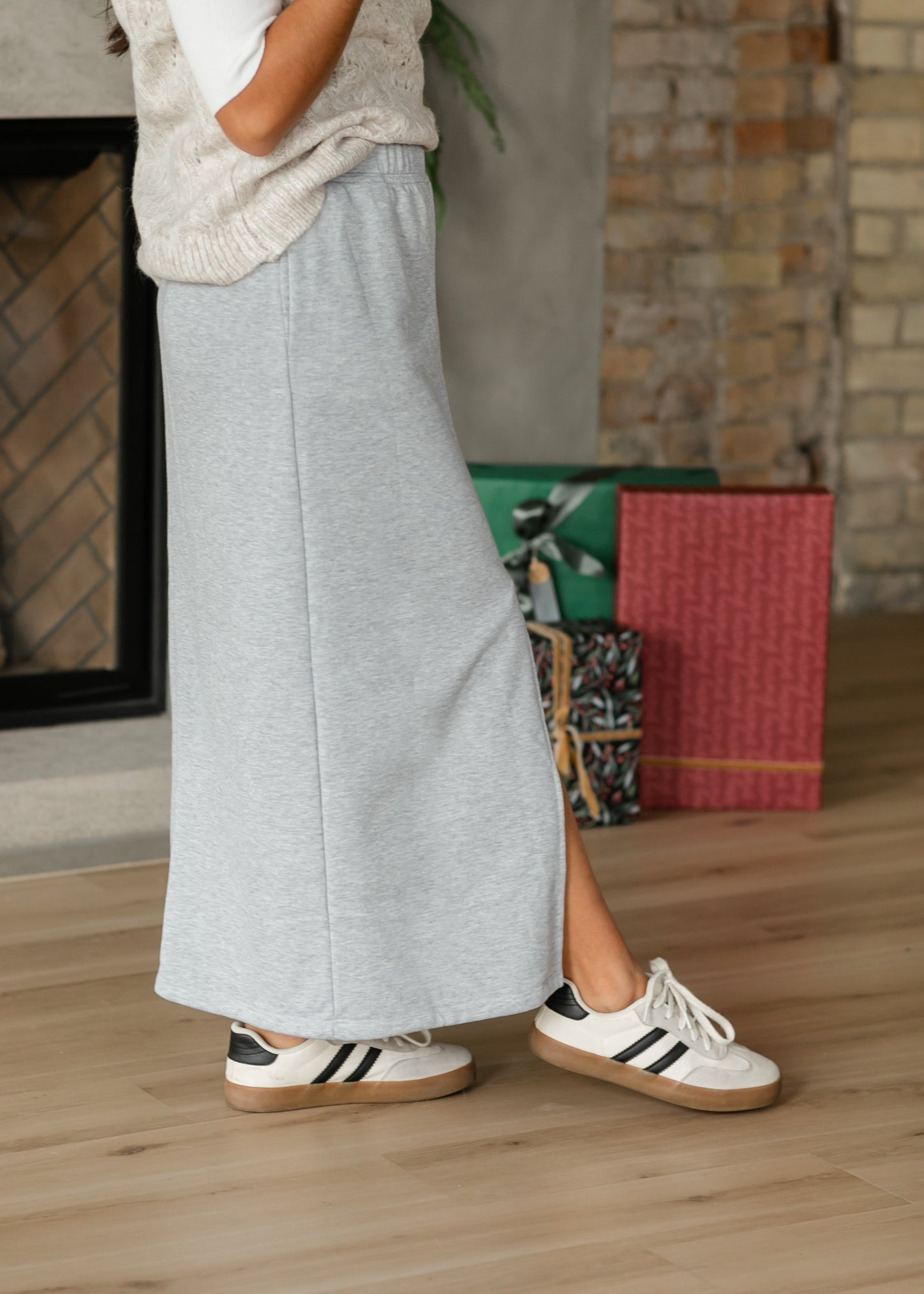 French Terry Front Slit Maxi Skirt FF Skirts