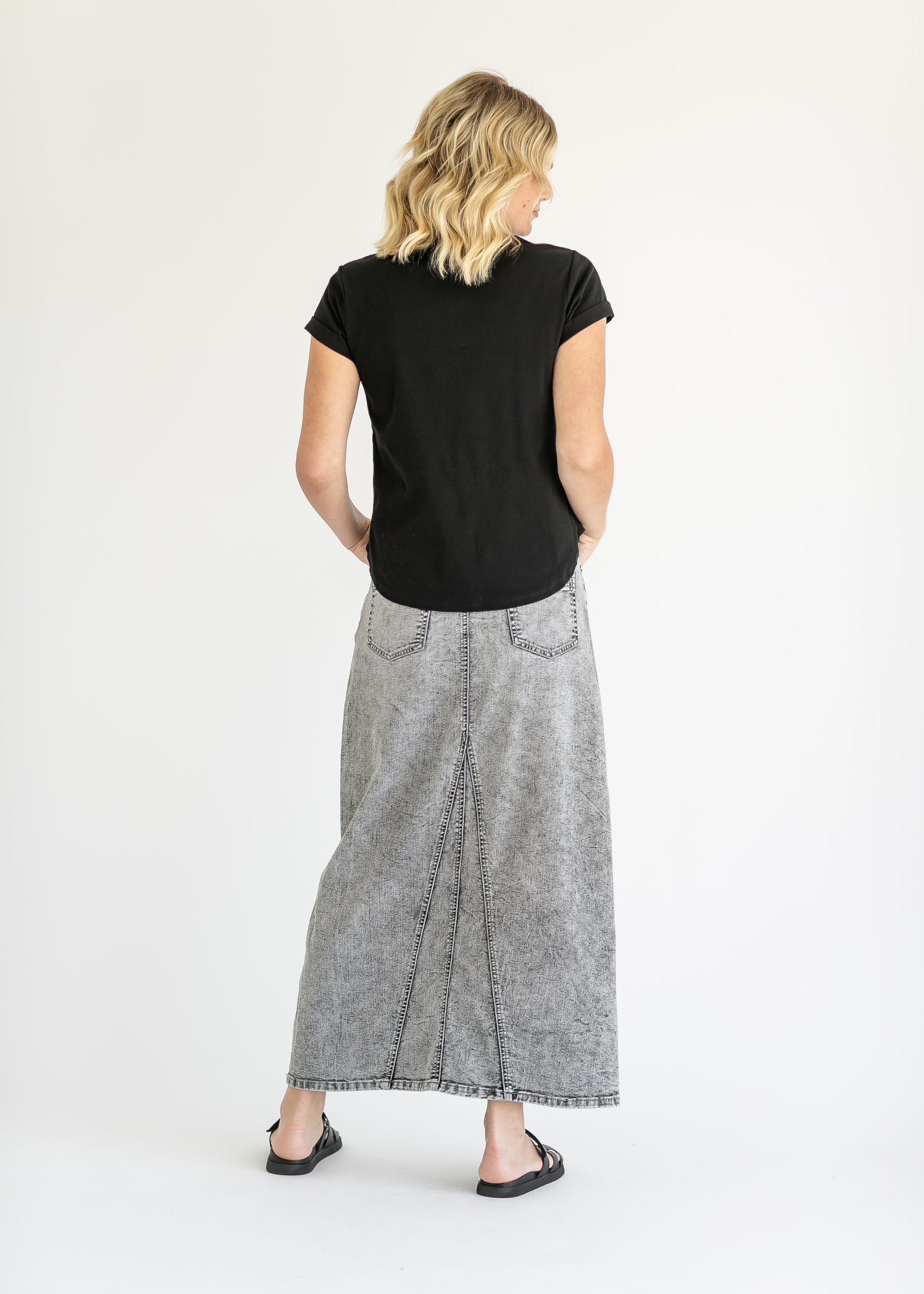 Genevieve A-line Denim Maxi Skirt IC Skirts