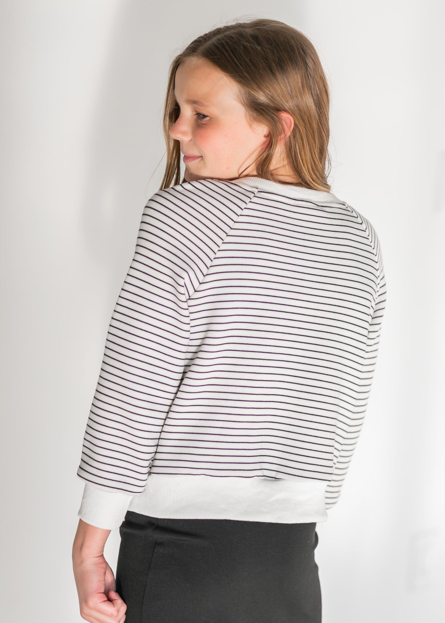 Girl's Half Button Striped Top Girls