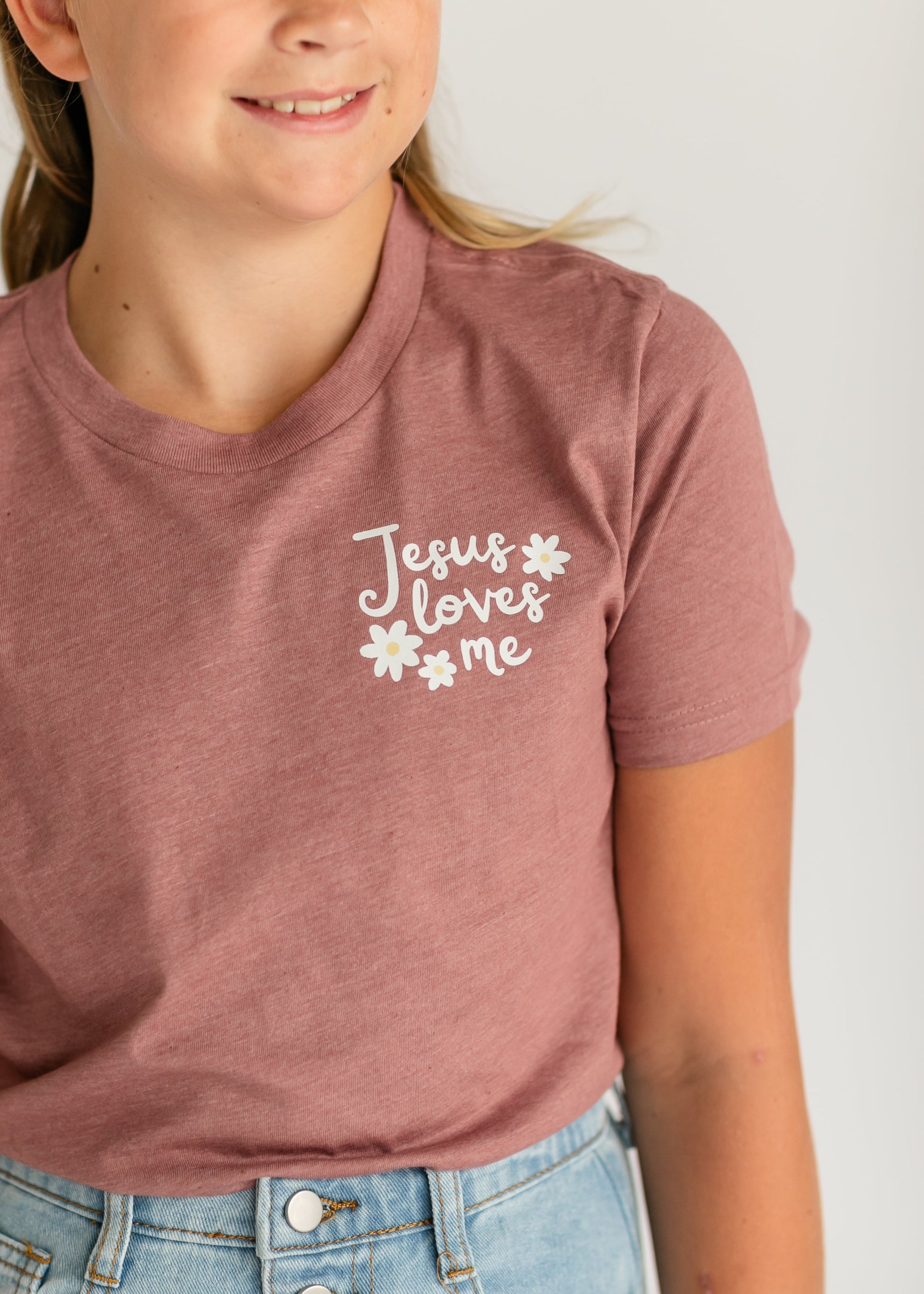 Girl's Jesus Loves Me Graphic T-shirt FF Girls