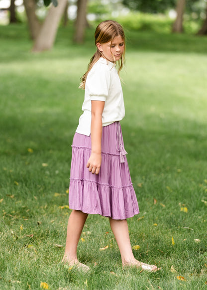 Girl's Tiered Purple Skirt FF Girls